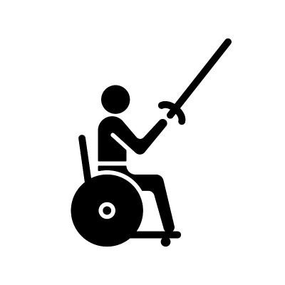 轮椅击剑黑色字形图标