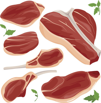 红生肉和牛排矢量收集。