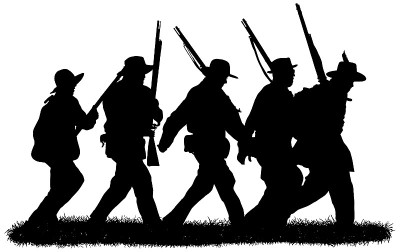 一群美国内战士兵的剪影