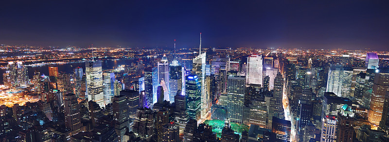 纽约市曼哈顿夜全景图