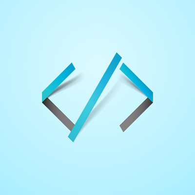 Code Icon in cutout style isolated on light backgr