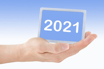 手和蓝色标志2021