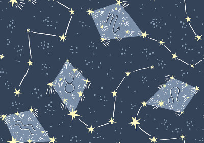 矢量无缝模式与风筝在星空。