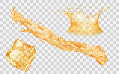Water crown, splash and ice cube