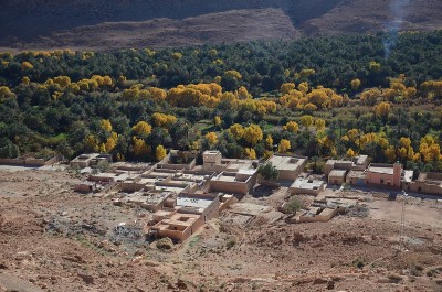 Merzouga镇的绿洲小镇。