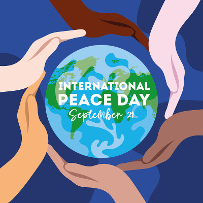 International Day of Peace lettering with interrac