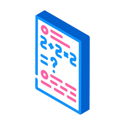 数学问题等角图标矢量插图颜色