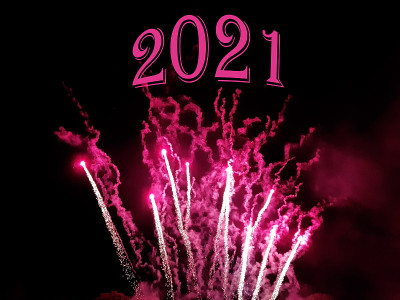 新年烟花在2021年天空