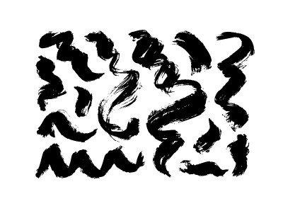 黑色干笔触手绘矢量集。