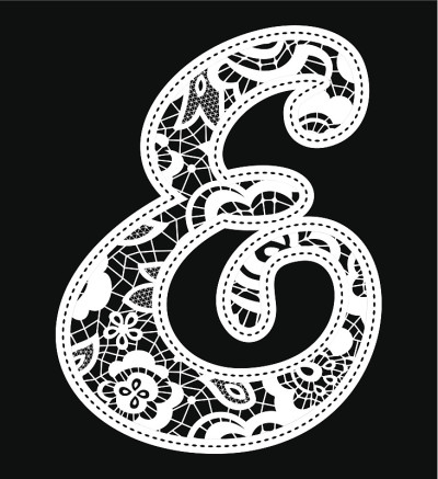 刺绣花边首字母e