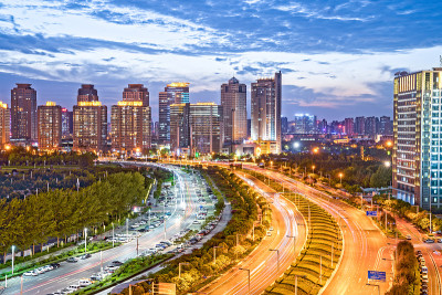 Roads and buildings in zhengzhou, China