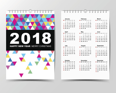 2018年日历模板。