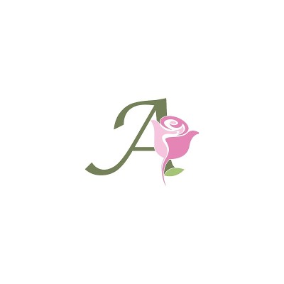 字母A与玫瑰图标标志矢量模板