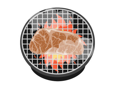 肉烤在五倍子上