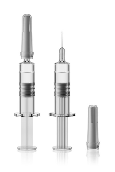 白色预充注射器隔离。3 d渲染插图。