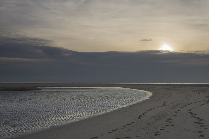 日落Maasvlakte海滩