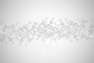 科学网络格局，连接线与点。技术六边形结构或分子连接元件。