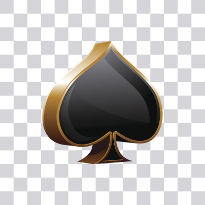 闪亮的金色铁锹3D套装桥牌上透明的背景矢量插图