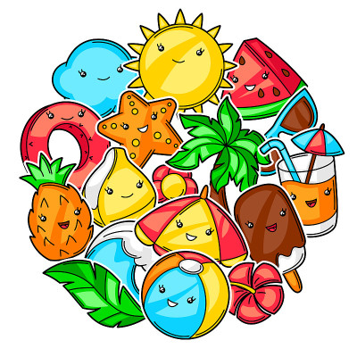 背景可爱可爱的夏季项目。度假和海滩的特点。