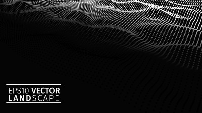 3D glowing abstract digital wave particles. Futuri