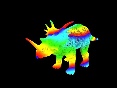 一个彩色恐龙的3d渲染孤立在黑色