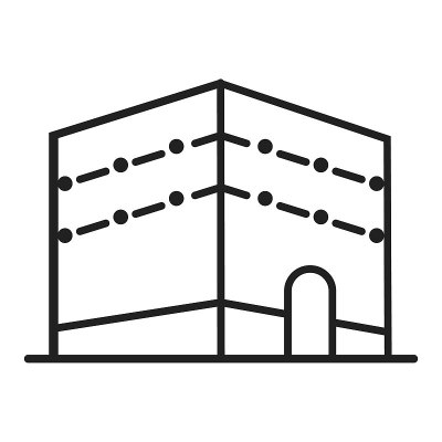 简单的清真寺图标线矢量斋月卡里姆，宰牲节伊斯兰标志。清真寺，可兰经。伊斯兰,穆斯林,宗教,