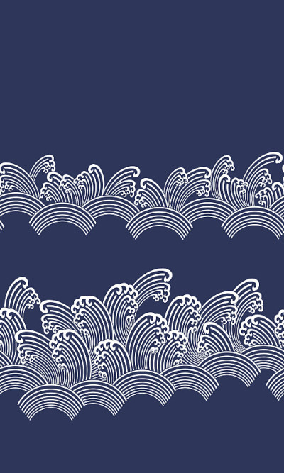 Ornament design of the wave Japanese style in seam