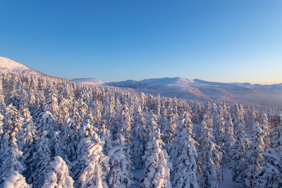 北海道旭峰的冬季美景