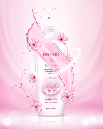 Cosmetic skin care product with sakura isolated on