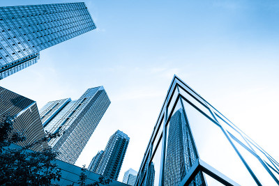 现代城市建筑，中国青岛的摩天大楼