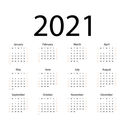 2021年日历。撕日历。个人的组织者。白色背景。矢量插图。每股收益10
