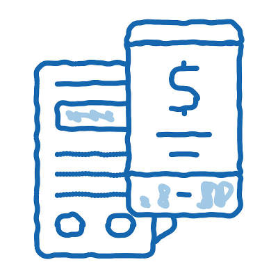 Pos终端智能手机支付应用涂鸦图标手绘插图