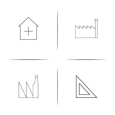 建筑和建筑简单的线性图标集。简单的轮廓图标