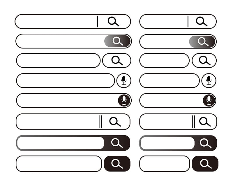 搜索框矢量插图，搜索栏。