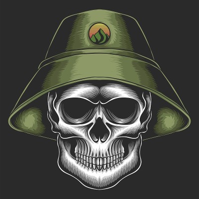 骷髅桶帽矢量插图