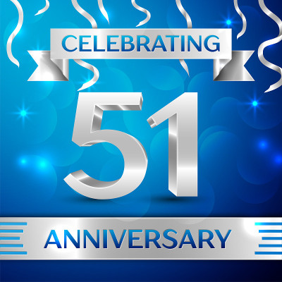 Fifty one 51 Years Anniversary Celebration Design.