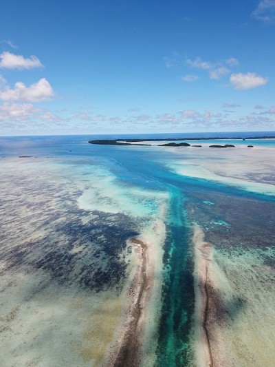 Pristine blue ocean, rock islands in Palau