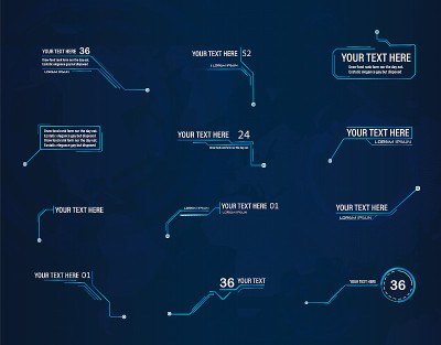 未来风格的领导人callout HUD。适用于框架布局的现代数字模板。信息呼叫和箭头。图形集合元素的