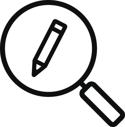 放大镜与铅笔图标