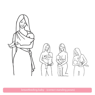 母乳喂养-正确的站立姿势(矢量图)-矢量