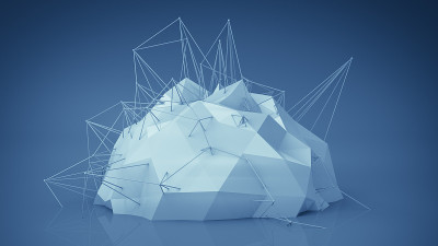 蓝色的未来主义网络形状。抽象的3 d渲染