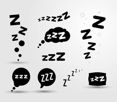 一组Zzz睡眠图标。向量图形说明。在白色背景上隔离