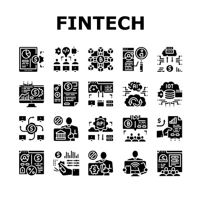 金融科技金融科技图标集向量