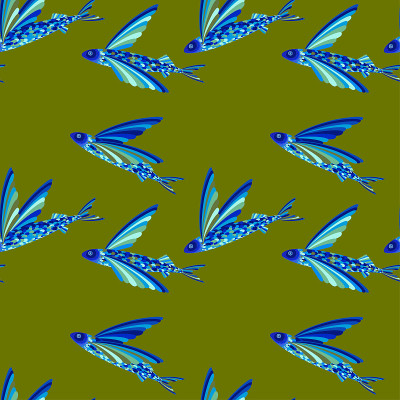 Seamless  pattern with beautiful, bright flying fi