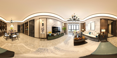 3D渲染360度现代客厅
