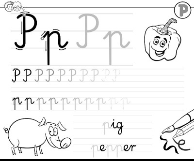 学习写字母P的孩子练习册