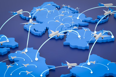 飞行路线与世界地图