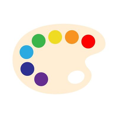 卡通艺术调色板与八种颜色，矢量插图