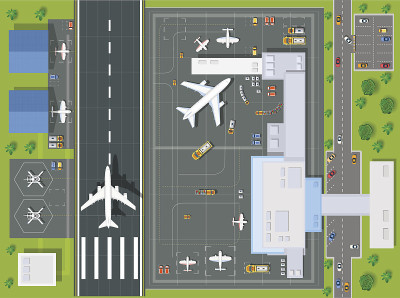 从上空俯瞰机场