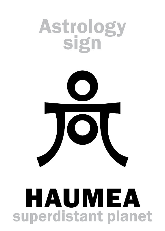 占星字母表:HAUMEA，超遥远的矮行星。象形文字符号(单符号)。